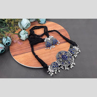 Akruti Collection Oxidised Plated Pota Stone And Pearl Choker Necklace Set