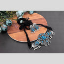 Akruti Collection Oxidised Plated Pota Stone And Pearl Choker Necklace Set