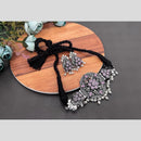 Akruti Collection Oxidised Plated Pota Stone And Pearl Choker Necklace Set