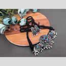 Akruti Collection Oxidised Plated Pota Stone And Pearl Choker Necklace Set