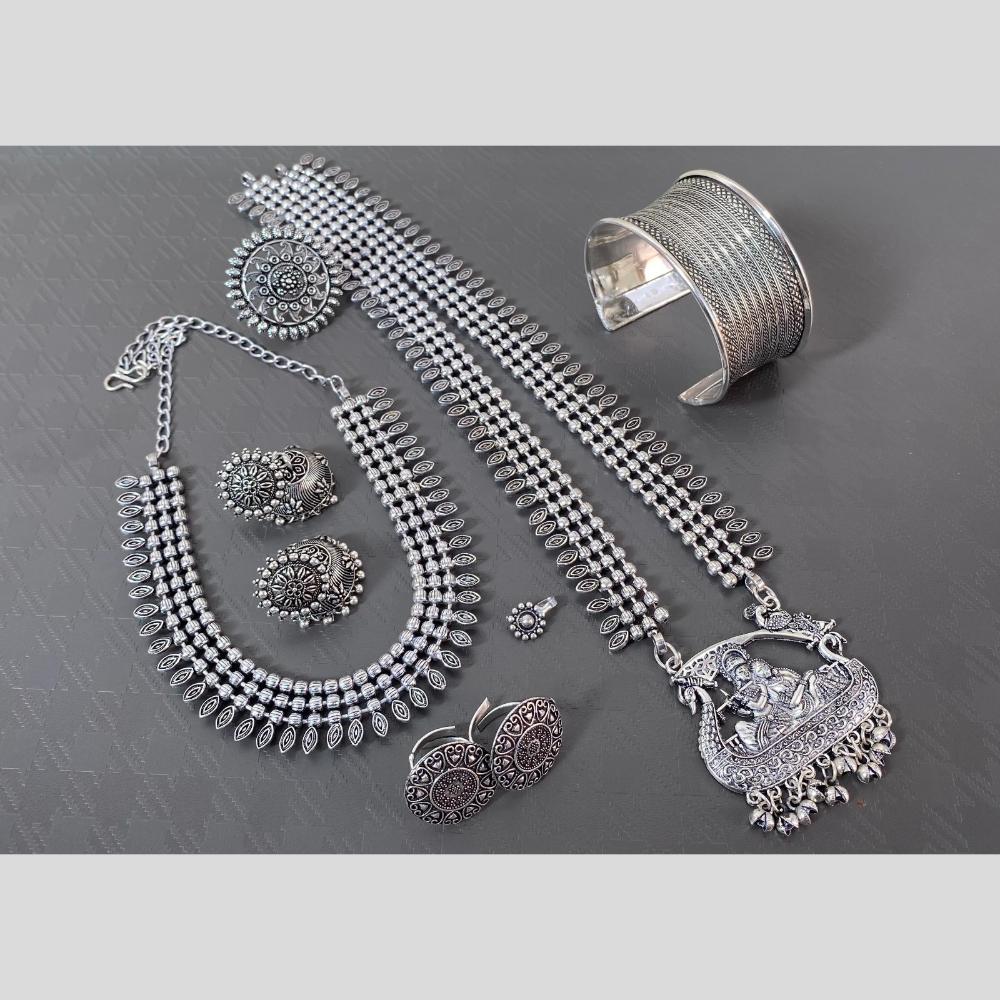 Akruti Collection Oxidised Plated Neckalce Combo Set