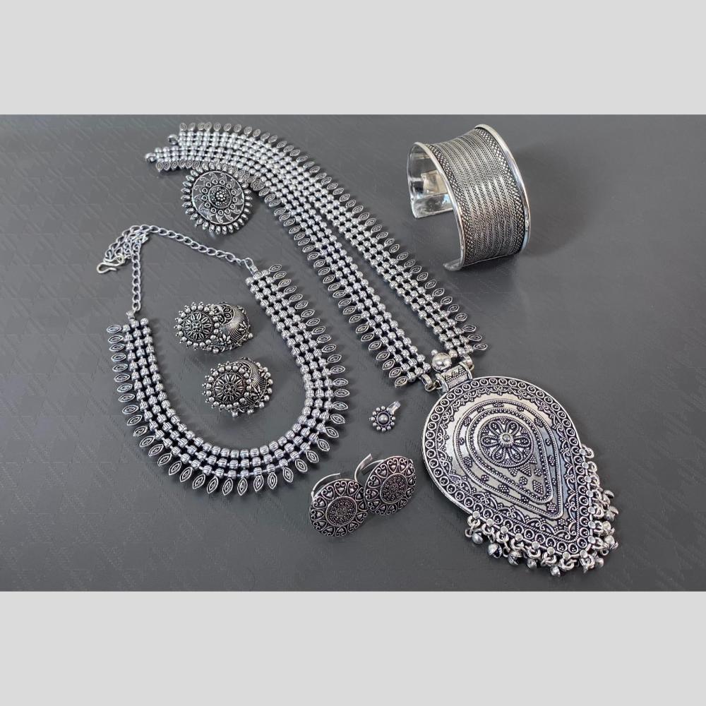 Akruti Collection Oxidised Plated Neckalce Combo Set