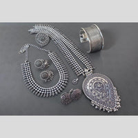 Akruti Collection Oxidised Plated Neckalce Combo Set