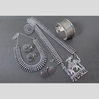 Akruti Collection Oxidised Plated Neckalce Combo Set