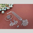 Akruti Collection Oxidised Plated Pota Stone Combo Set