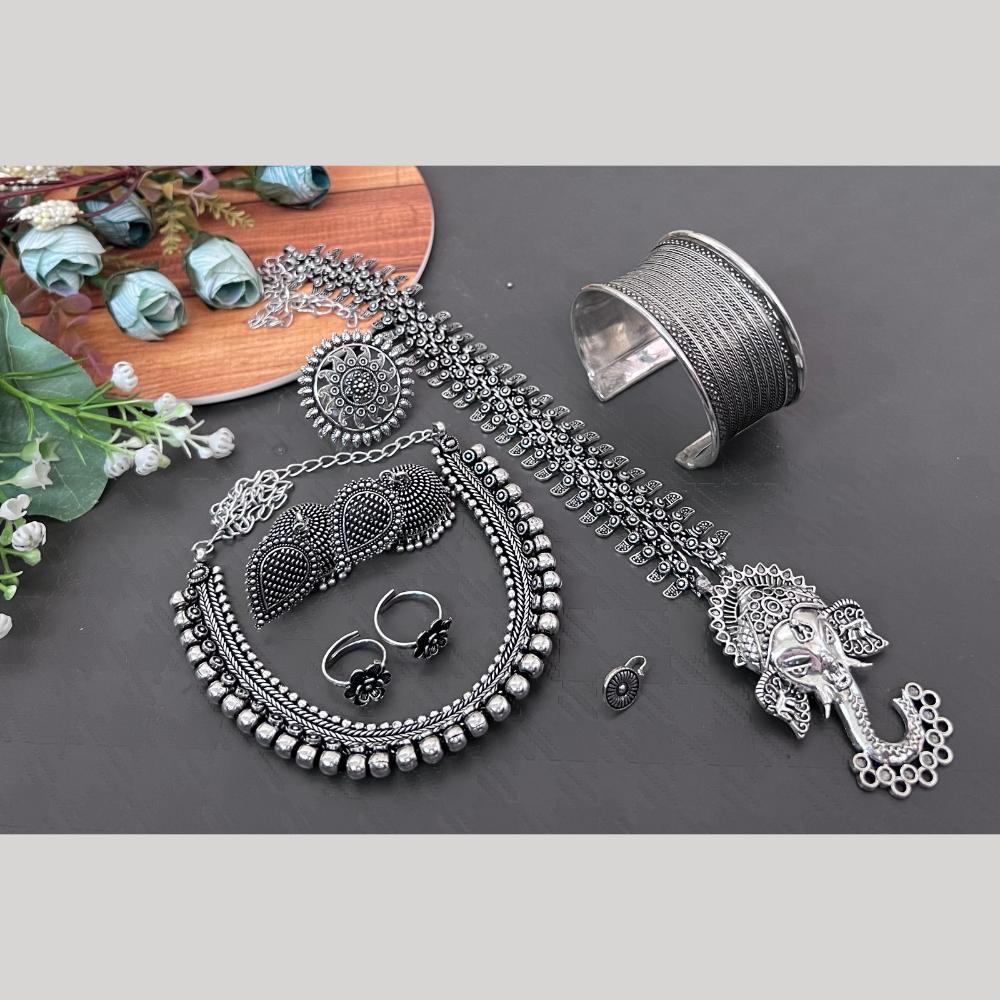 Akruti Collection Oxidised Plated Combo Set