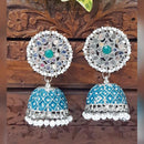 Akruti Collection Silver Plated Mirror And Pearl Meenakari Jhumki Earrings