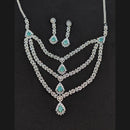 Akruti Collection Silver Plated American Daimonds Multi Layer Necklace Set 