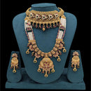 Akruti Collection Gold Plated Pota Stone And Pearls Double Necklace Set 
