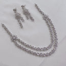 Akruti Collection Silver Plated American Diamond Necklace Set