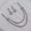 Akruti Collection Silver Plated American Diamond Necklace Set