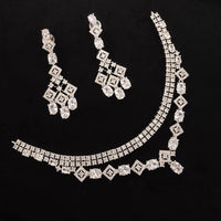 Akruti Collection Silver Plated American Diamond Necklace Set