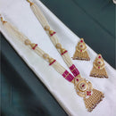Akruti Collection Tradition Reimagined Crystal Stone And Pearl Long Necklace Set