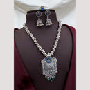 Akruti Collection Graceful Oxidised Plated Pearl Necklace Set