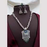 Akruti Collection Graceful Oxidised Plated Pearl Necklace Set