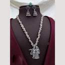 Akruti Collection Graceful Oxidised Plated Pearl Temple Necklace Set