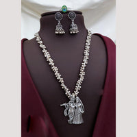 Akruti Collection Graceful Oxidised Plated Pearl Temple Necklace Set