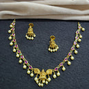 Akruti Collection Traditional Pota Stone And Beads Temple Neckalce Set
