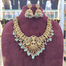 Akruti Collection Handcrafted Temple Necklace Set with Pota Stones & Beads