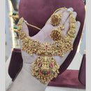 Akruti Collection Traditional Temple Necklace Set with Goddess Lakshmi Pendant