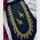 Akruti Collection Austrain And Pota Stone Pearl Exculsive Long Designer Necklace Set