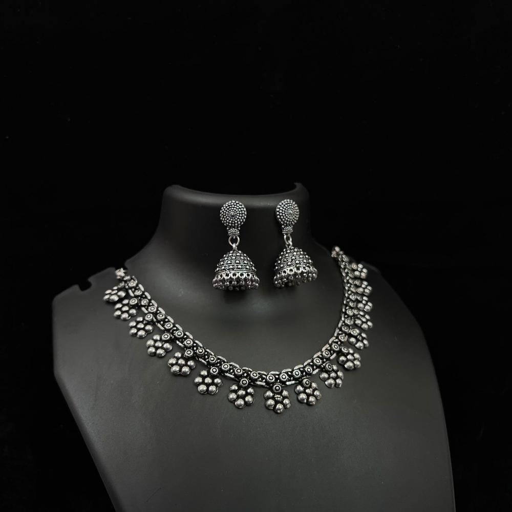 Akruti Collection Antique Vibes Oxidised Plated Necklace Set