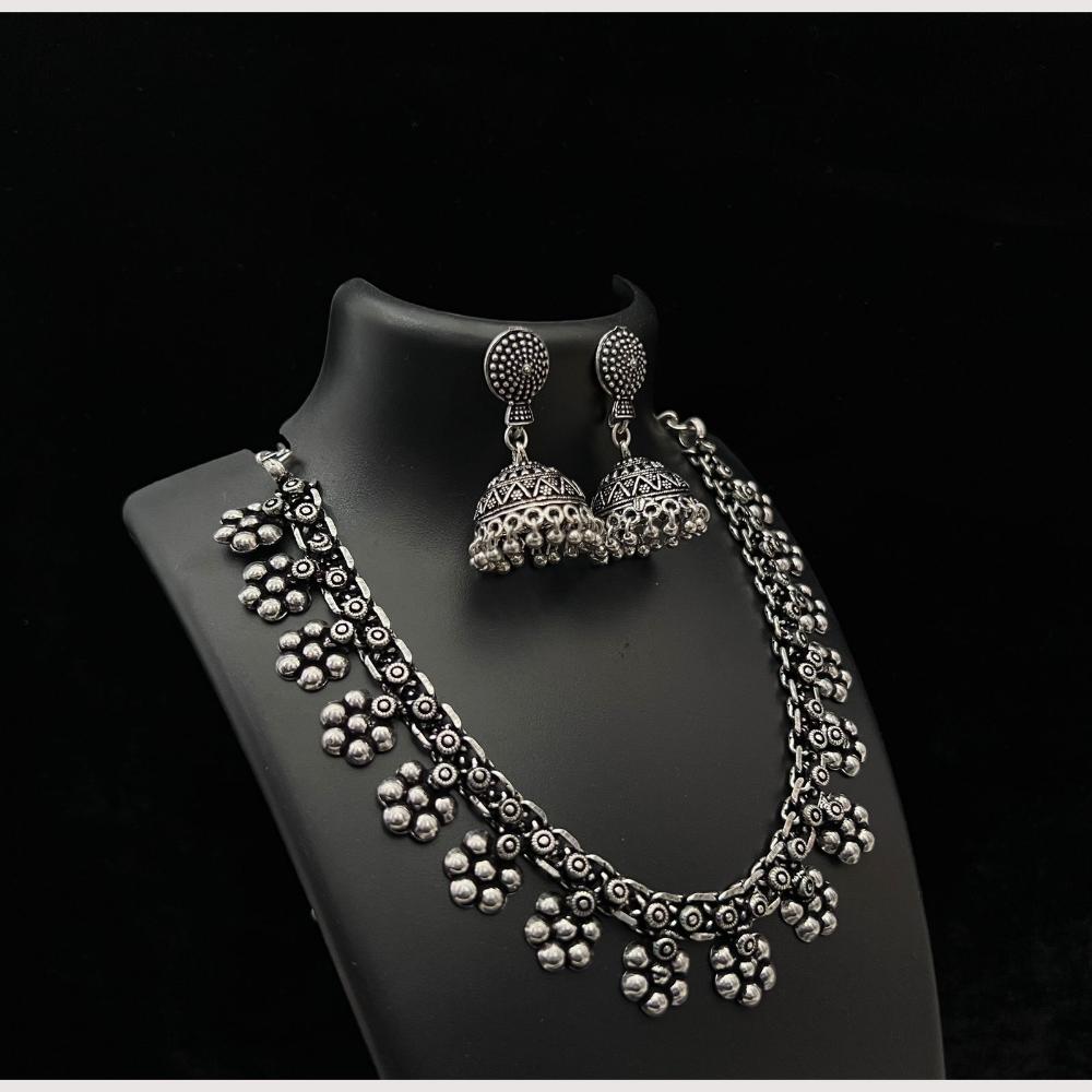 Akruti Collection Tribal Elegance Oxidised Plated Necklace Set