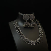 Akruti Collection Antique Vibes Oxidised Plated Necklace Set 