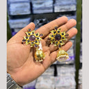 Akruti Collection Antique Gold Plated Pota Stones And Pearls Jhumki Earrings