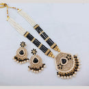 Akruti Collection Traditional Glamour Crystal Stone And Pearl Long Necklace Set