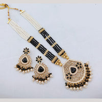 Akruti Collection Traditional Glamour Crystal Stone And Pearl Long Necklace Set