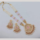 Akruti Collection Traditional Glamour Crystal Stone And Pearl Long Necklace Set