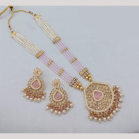 Akruti Collection Traditional Glamour Crystal Stone And Pearl Long Necklace Set