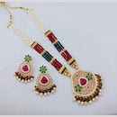 Akruti Collection Traditional Glamour Crystal Stone And Pearl Long Necklace Set