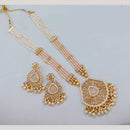 Akruti Collection Traditional Glamour Crystal Stone And Pearl Long Necklace Set
