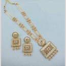 Akruti Collection Traditional Glamour Crystal Stone And Pearl Long Necklace Set