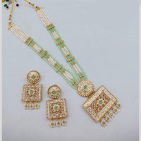 Akruti Collection Traditional Glamour Crystal Stone And Pearl Long Necklace Set