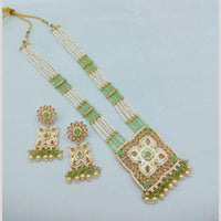 Akruti Collection Traditional Glamour Crystal Stone And Pearl Long Necklace Set