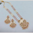 Akruti Collection Traditional Glamour Crystal Stone And Pearl Long Necklace Set