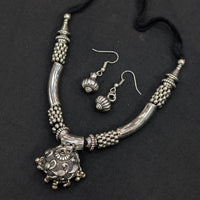 Akruti Collection Ethnic Glam Peacock Design Oxidised Plated Necklace Set