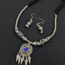 Akruti Collection Timeless Oxidised Plated Pota Stone Necklace Set