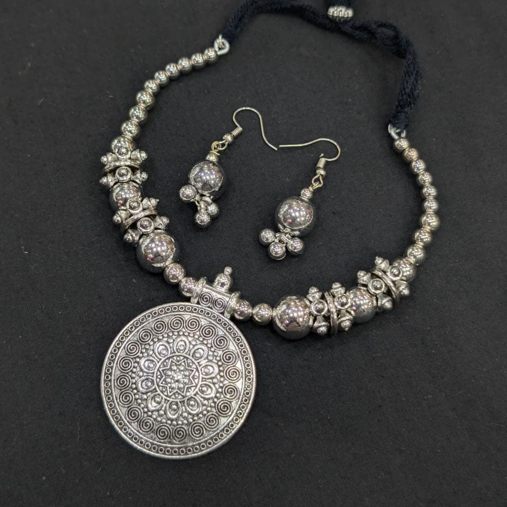 Akruti Collection Ethnic Glam Oxidised Plated Necklace Set