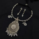Akruti Collection Ethnic Glam Leaf Design Oxidised Plated Necklace Set