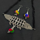 Akruti Collection Rustic Radiance Oxidised Plated Pom Pom Necklace Set