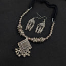 Akruti Collection Graceful Oxidised Plated Mirror Necklace Set