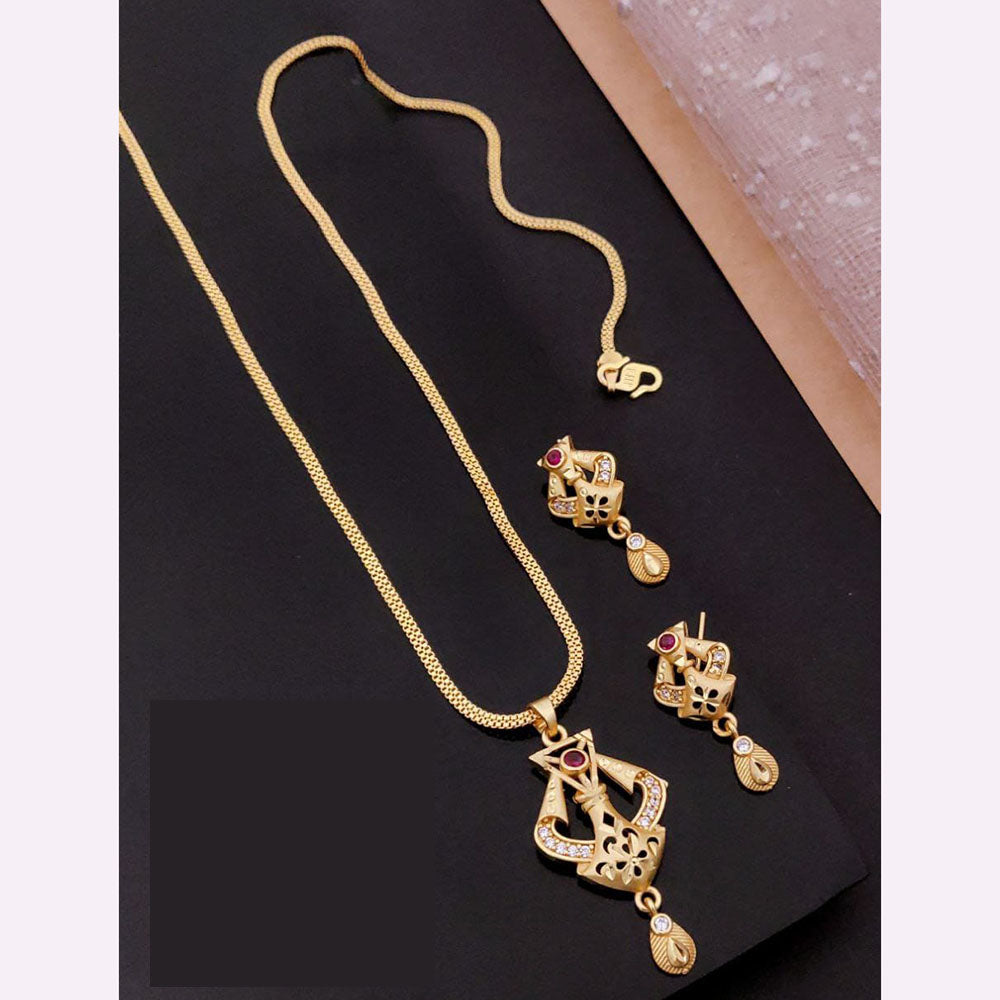 Akruti Collection Elegant Glam Pota And Austrian Chain Pendant Set