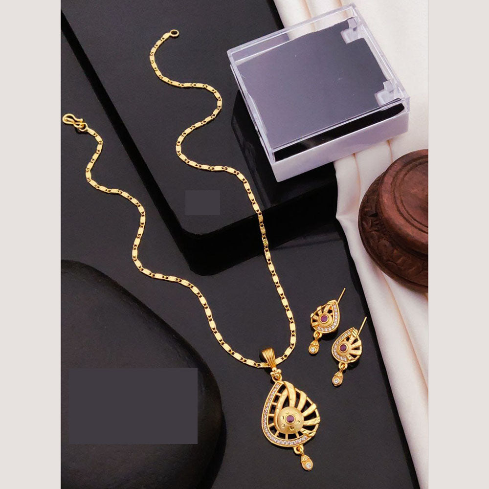 Akruti Collection Elegant Glam Pota And Austrian Chain Pendant Set