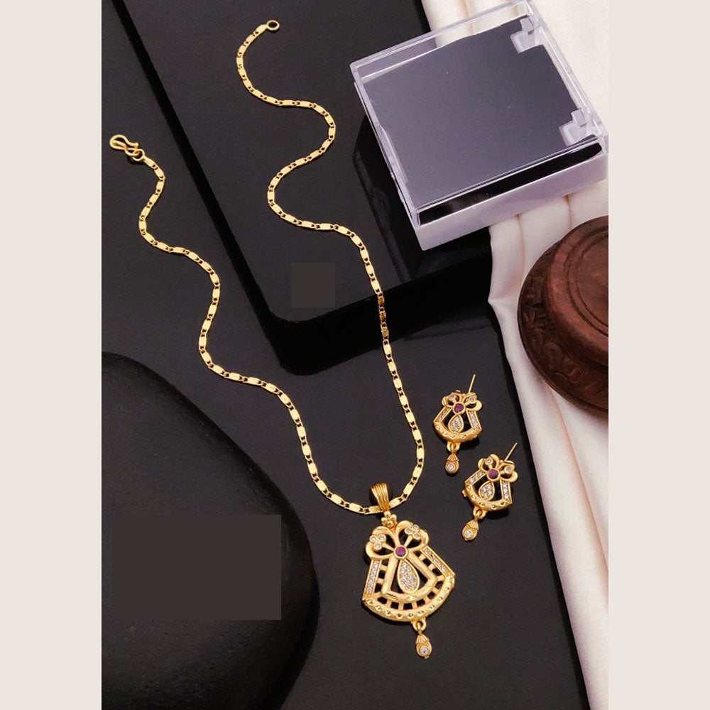 Akruti Collection Elegant Glam Pota And Austrian Chain Pendant Set