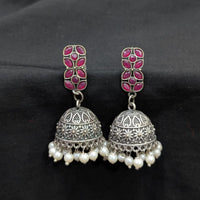 Akruti Collection Ethnic Pota Stones And Pearls Jhumki Earrings