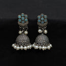 Akruti Collection Ethnic Pota Stones And Pearls Jhumki Earrings